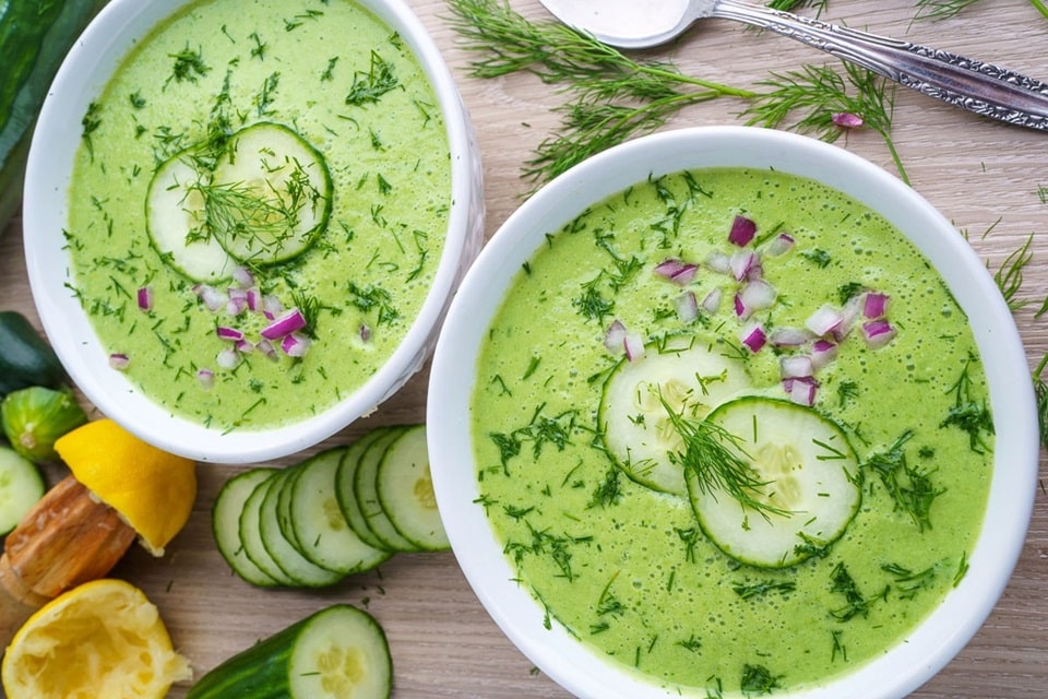Cold cucumber soup with yogurt