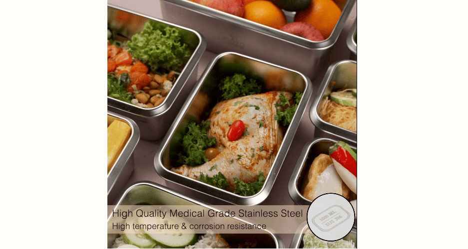 Stainless steel food container is long-lasting and durable.